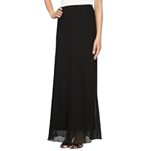 Alex Evenings A Line Long Chiffon Skirt Black Trending Slip Maxi Size L - Picture 1 of 10